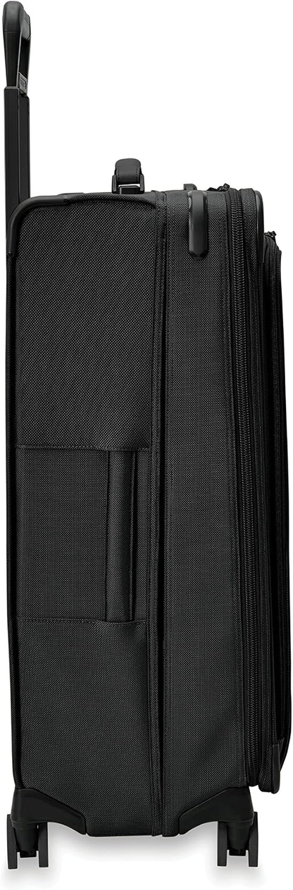 Briggs & Riley 29" Large Expandable Spinner - Checked Luggage for Travel, Suitcases with Wheels, Softside Rolling Bag for Men & Women, Self-Repairing Zipper - Baseline Collection, Black