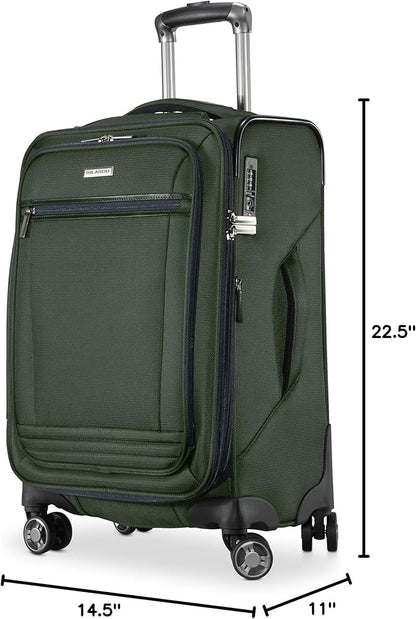Ricardo Beverly Hills Avalon Softside Carry-On Luggage Made with Sustainable 100% Recycled PET (rPET), Lightweight, Eco-Friendly Travel, Expandable, Dual Spinner Wheels, Juniper Green, 20-inch