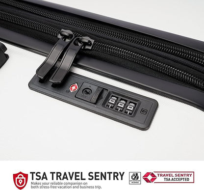 GinzaTravel ABS Luggage with TSA Locks,Large 28-Inch Expandable, and Friction-Resistant in white Spinner Suitcases
