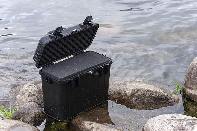 MEIJIA All Weather Waterproof Hard Camera Case With Customized Fit Foam Included, Elegant Black,Fit for Drones,camera,lens,16.26x8.66x13.39inches
