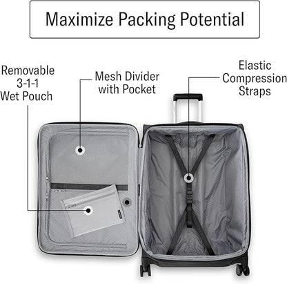 Samsonite UpLIFT Lightweight Medium Checked Softside Luggage with Spinner Wheels - Expandable - Airline-Approved, Polyester Soft Suitcase for Ultra Light Travel - Black