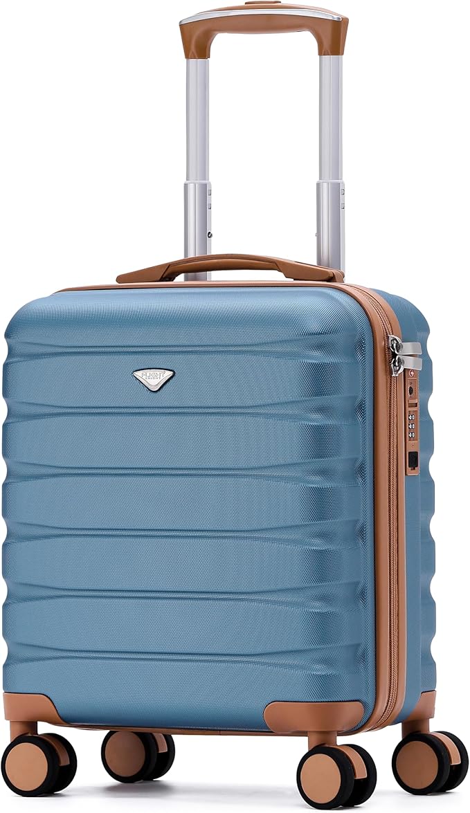 Flight Knight Carry On Suitcase 18x14x8" Hardside Built In TSA Lock & USB Port Lightweight Luggage Silent Double Spinner Wheels Maximum Underseat Carry-On Bag For American & United Approved Airlines
