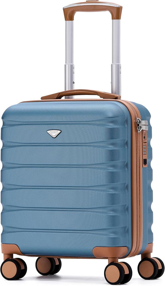 Flight Knight Carry On Suitcase 18x14x8" Hardside Built In TSA Lock & USB Port Lightweight Luggage Silent Double Spinner Wheels Maximum Underseat Carry-On Bag For American & United Approved Airlines