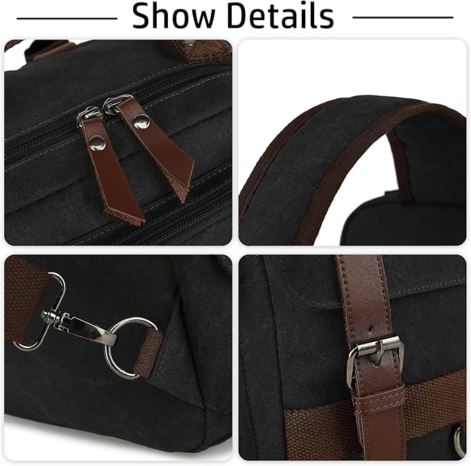 Vintage Messenger Bag, Canvas Backpack for Travel, Men's Shoulder Bag, Dual-use Bag for Hand Carry and Crossbody Carry