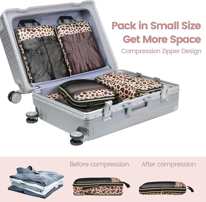 Cambond Compression Packing Cubes for Travel Women - Expandable Travel Bags Luggage Organizers Travel Essentials Compression Cubes for Travel Carry on Suitcases Organizer