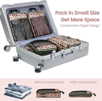 Cambond Compression Packing Cubes for Travel Women - Expandable Travel Bags Luggage Organizers Travel Essentials Compression Cubes for Travel Carry on Suitcases Organizer