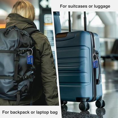 Puroma 2 Pack TSA Approved Luggage Locks, 4 Digit Combination Travel Locks Resettable Code Lock with Zinc Alloy Body for Suitcase, Toolbox, Backpack, Bag, Gym Locker (Basic Blue)