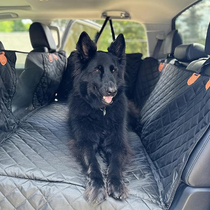 Backseat Cover for Pets, Hard Bottom Car Seat Cover for Dogs, Waterproof, Scratch-Resistant, Non-Slip, Soft-Touch Material, Dog Hammock for Car with Mesh Window for Cars, Trucks, and SUVs