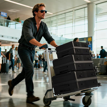 Karl home Hardshell Carry On Luggage with Spinner Wheels, Lightweight PP Hardside Small Suitcase with Built-in Lock & Smooth Zipper, 22 Inch Airline Approved, Black