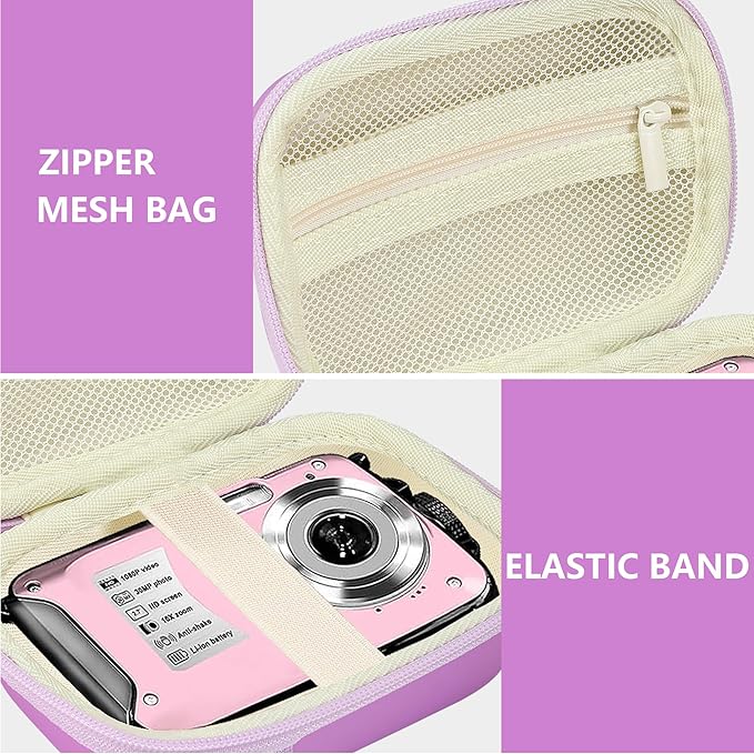 Leayjeen Underwater Camera Case Compatible with YISENCE/Trsunow/HICSHON/Yifecial/QUNVAL 11FT Waterproof Camera，Selfie Underwater Camera, Waterproof Floatable Digital Camera- Purple(Case)