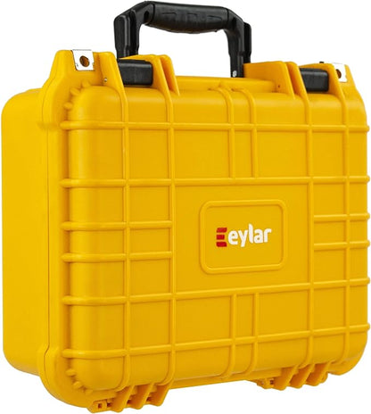 Eylar Protective Gear and Camera Hard Case with Custom Logo Plate, Waterproof & Shockproof w/Foam TSA Approved 13.37 Inch 11.62 Inch 6 Inch (Yellow)