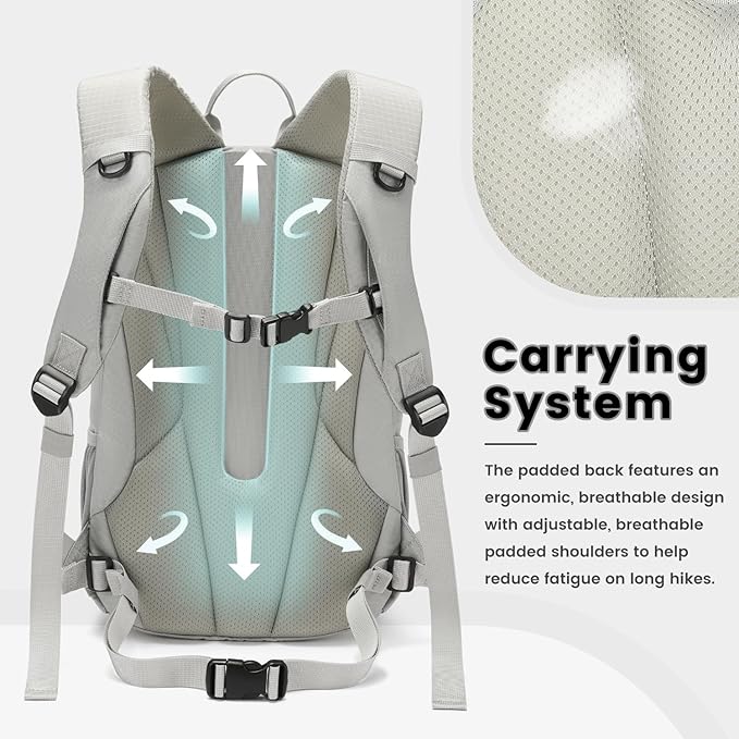 20L Lightweight Hiking Daypack, Small Hiking Travel Backpack for Women men (Grey)