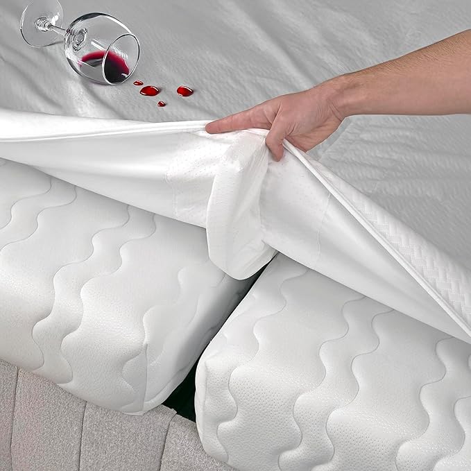 2-in-1 Bed Bridge Twin XL to King Converter with Waterproof Mattress Protector & Elastic Straps | Split King Gap Filler for Adjustable Bed | Non-Slip Bottom | 80"
