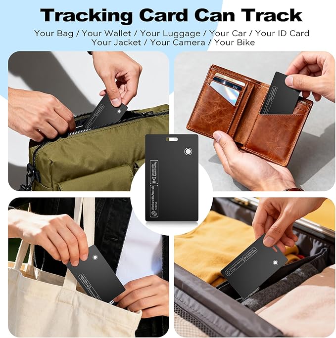 [2025 New] Wallet Tracker Card, Certifed by Apple Find My & Google's Find Hub, Android airtag, Item Locator, Credit Card Size Tracker, Card Holder Tracker, Keys, Bags (Black, 1 Pack)