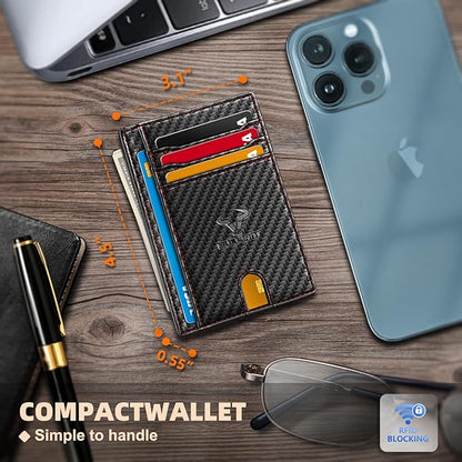 BULLIANT Slim Wallet, Skinny Minimal Thin Front Pocket Wallet Card Holder For Men 7Cards 3.15"x4.5",Gift-Boxed