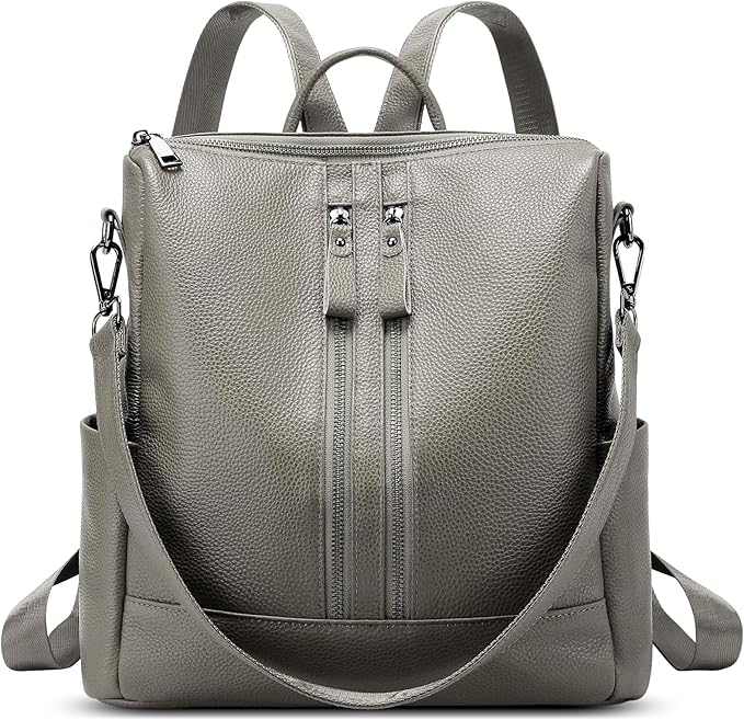 Genuine Leather Backpack Purse for Women: Fashion Ladies Convertible Backpack Designer Shoulder Handbag for Travel