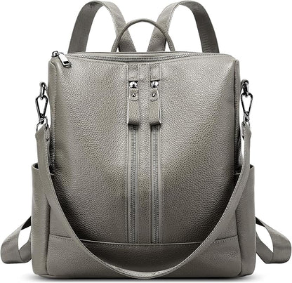 Genuine Leather Backpack Purse for Women: Fashion Ladies Convertible Backpack Designer Shoulder Handbag for Travel