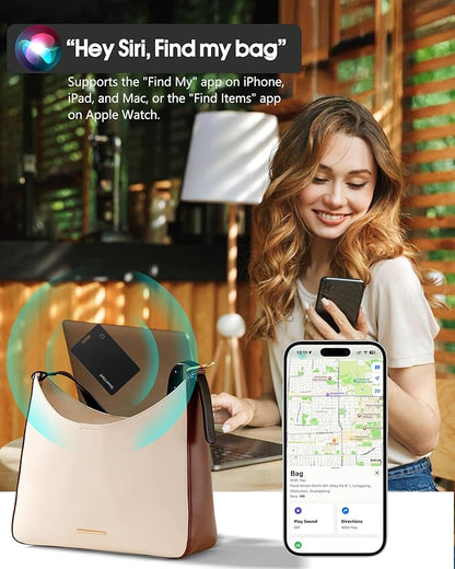 Upgrade Wallet Tracker Card,Ultra-Thin Air Tag Wallet Finder, GPS Tracker Item Locator Battery Smart Card IP68 Waterproof,Work with Apple Find My APP, iOS Only