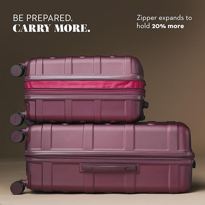 Nine West Celine 3 Piece Luggage Set – 20″ Carry-On & 28″ Checked Suitcase, Burgundy, Lightweight Expandable Hardshell with Spinner Wheels, Water-Resistant – Celine Collection for Women