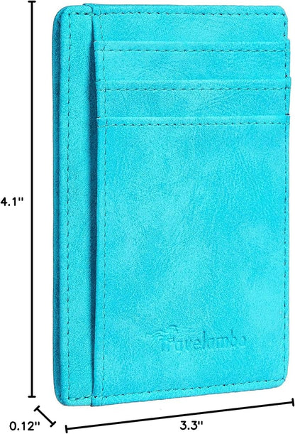 Travelambo Slim Wallet Front Pocket Minimalist Leather RFID Blocking Medium Size