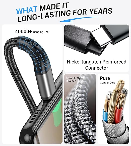 WAVELIFE for Apple Watch Charger Travel Essentials,Multi Charger Cable for iWatch Charger/for iPhone 17-12,3 in 2 USB A/C,Type C,Lighting,iWatch Charging Cord,Vacation RV Camping Essentials-5FT Black