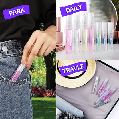 Fandamei 60PCS Mini Spray Bottle, 30PCS 3ml Mini Clear Plastic Spray Bottle Empty with 30PCS 5ml Fine Mist Refillable Mini Perfume Bottle. Small Empty Sample Containers Bottle.