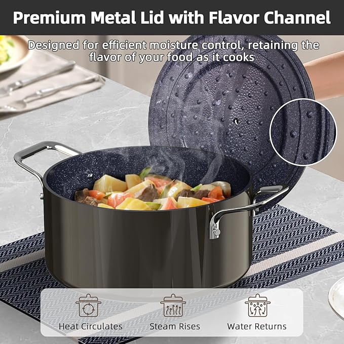 Nuwave Lux 13pc Forged Lightweight Cookware Set PFAS Free, Healthy G10 Duralon Ceramic Coating, Ultra Non-Stick, Stay-Cool Handles, Works on All Cooktops & Induction Ready