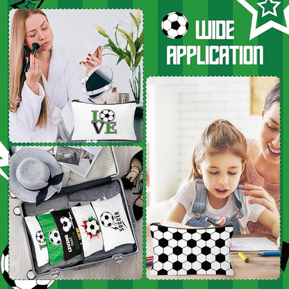 30Pcs Soccer Makeup Bags Soccer Cosmetic Bag Accessories for Women Travel Toiletry Pouch for Lover Players Sports Team Christmas Gifts