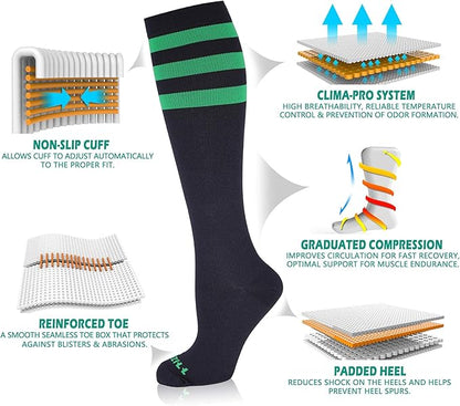 NEWZILL Medical Compression Socks for Women & Men, 20-30 mmHg Knee-High Support for Circulation, All-Day Comfort for Work Travel Running Cycling and Fitness