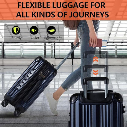 OUZZO Luggage Sets 2 Piece Expandable 20/24 Inch Suitcase with Double Spinner Wheels Lightweight ABS+PC Hardshell Travel Suitcase Sets with TSA Lock USB Port Business & Family Trips