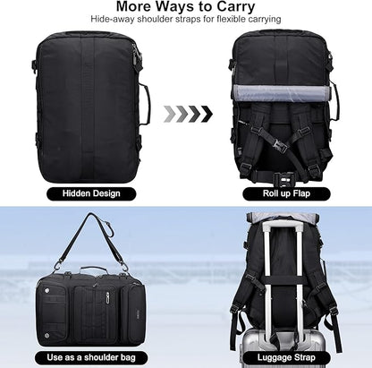 PIJUSHI Travel Backpack for Women Men Carry on Duffle Bag Backpack For Airplanes Luggage Rucksack with Shoe Compartment(PE048 Classic Black)
