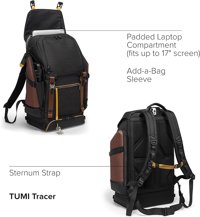 TUMI - Alpha Bravo Expedition Flap Backpack - Large Carry On Backpack - 21.0" X 12.5" X 7.5" - Fits up to 17" Laptop - Black Onyx