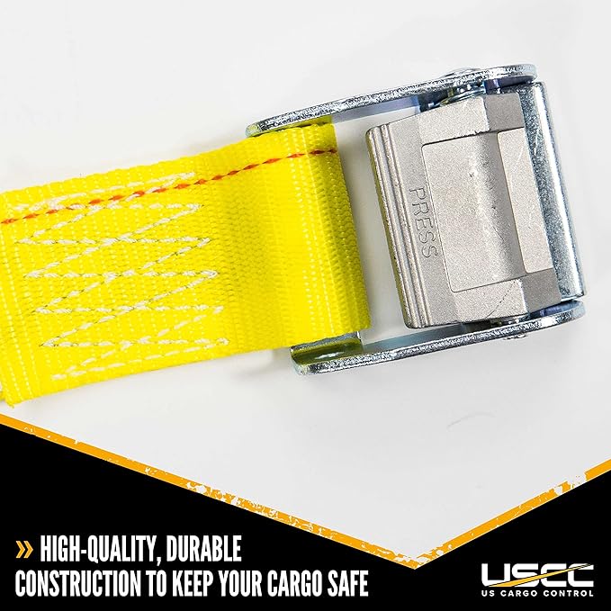 US Cargo Control E-Track Cam Buckle Straps (20-Pack), 2 Inch x 12 Foot E Track Straps with Cam Buckle and Spring E-Fittings, 2,500 LBS Break Strength, Easy-to-Use Tiedowns in Vans and Trailers
