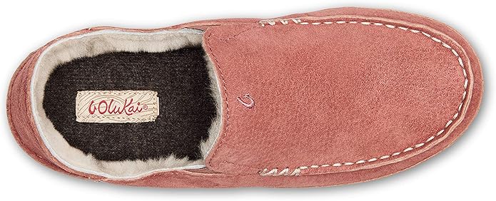 OLUKAI Nohea Slipper, Women's Slip-On Shoes, Genuine Shearling & Premium Nubuck Leather, Drop-In Heel Design, Cozy & Ultra-Soft Comfort Fit