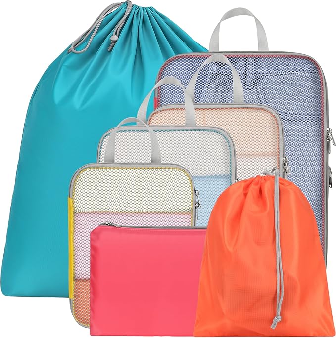 Cambond Compression Packing Cubes for Travel Women - Expandable Travel Bags Luggage Organizers Travel Essentials Compression Cubes for Travel Carry on Suitcases Organizer