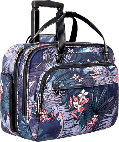 VANKEAN Rolling Laptop Case for Women, Premium Rolling Travel Bag Fits Up to 15.6 Inch Laptop Carry on Briefcase Water-Proof Overnight Computer Bags with RFID Pockets