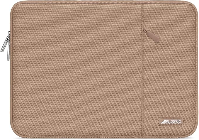 MOSISO Laptop Case 13.3 inch, 13-13.3 inch Laptop Sleeve Compatible with MacBook Air/Pro 13/Pro 14 M5 M4 M3 M2 M1, HP Dell ASUS Lenovo,Polyester Vertical Computer Sleeve Bag with Pocket, Bronze Brown