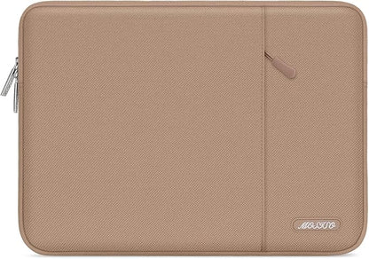 MOSISO Laptop Case 13.3 inch, 13-13.3 inch Laptop Sleeve Compatible with MacBook Air/Pro 13/Pro 14 M5 M4 M3 M2 M1, HP Dell ASUS Lenovo,Polyester Vertical Computer Sleeve Bag with Pocket, Bronze Brown