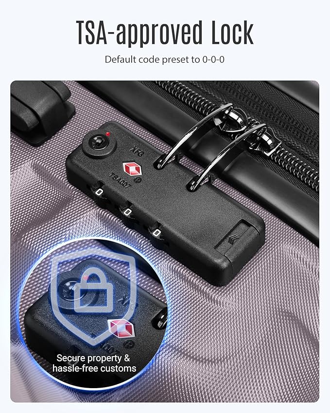 LIGHT FLIGHT Luggage Sets, Carry On Luggage 22x14x9 Airline Approved, Carry On Travel Bag Suitcases with Wheels, Expandable Hardside Lightweight Rolling with TSA Lock 2-Piece Set (DB/20),Rose Purple