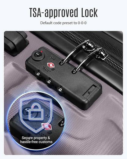 LIGHT FLIGHT Luggage Sets, Carry On Luggage 22x14x9 Airline Approved, Carry On Travel Bag Suitcases with Wheels, Expandable Hardside Lightweight Rolling with TSA Lock 2-Piece Set (DB/20),Rose Purple