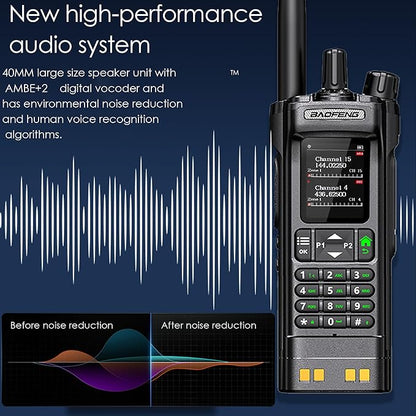BAOFENG DM32 DMR 10W Long Range Walkie Talkie | Dual Band VHF/UHF | GPS & USB-C Rechargeable | Two Way Radio for Outdoor Hunting Emergency