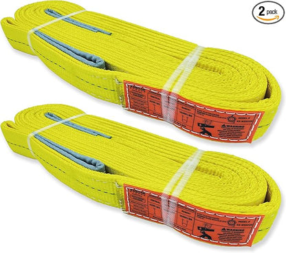 2-Ply Lifting Straps 2”x 20 ft Webbing Sling Tree Saver 2Pack Heavy Duty Web Strap Rigging Moving Towing Hoisting Gear KODIAK STRAPS