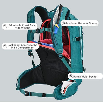 25L Ski Hydration Backpack with 2L Water Bladder, Insulated Harness, Waterproof Snowboard Travel Hiking Backpack for Snowboard Ski Hiking Camping