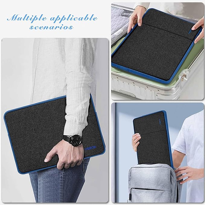 Slim Laptop Case 13.3 14 inch Sleeve, Rainproof & Shockproof Carrying Case for Notebooks Compatible with MacBook Pro 14" and All Models 13.3" MacBook Air/Pro, Most Popular 13"-14" PC,Black-Blue