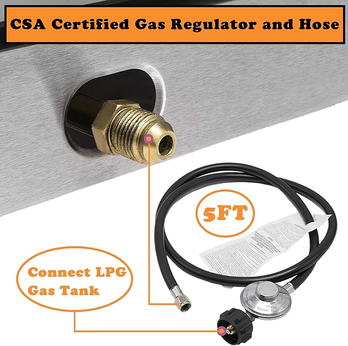 1Burner Propane Gas Cooktop,Camping Portable LPG Gas Stove, Auto Ignition Stainless Steel Countertop with regulator burner grate