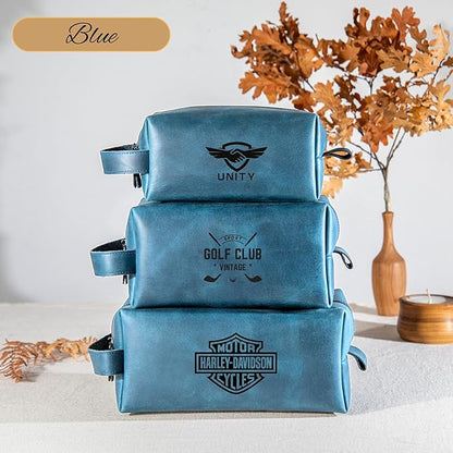 Personalized Hand Crafted Leather Toiletry Bag for Men, Shaving Bags, Travel Pouch, Engraved Monogrammed Leather Dopp Kit, Toiletries, Grandpa, Boyfriend, Groomsmen, Birthday, for Men
