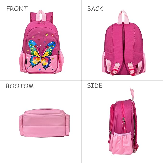 11 inch Kids Small Toddler Preschool Travel Backpack Cool Cute Cartoon Waterproof Daypack（Butterfly Pink）