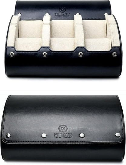 M Mirage Luxury Travel 6 watch display case organizer - Jade Black & Ivory White