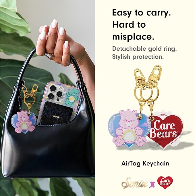 Sonix x Care Bears Keychain Case Compatible with Apple AirTag | Protective AirTag Cover Keychain Charm | Pink |Cheer Bear