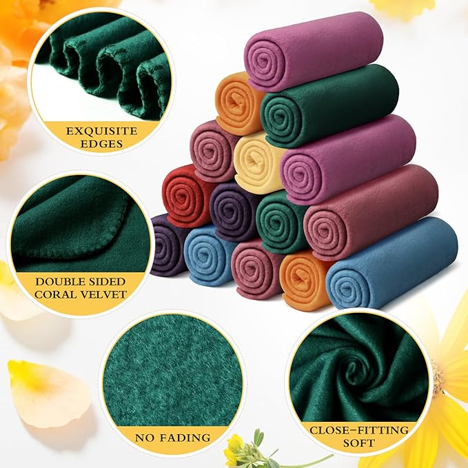 Kinlop Fleece Blanket Bulk 60 x 50 Inch Soft Lightweight Fleece Cozy Blanket Warm Throw Plush Pet Throw for Bed Couch Sofa Home Office Wedding Gifts Travel Camping(Modern Color,80 Packs)